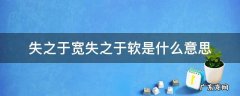 失之于宽失之于松失之于软失之于严 失之于宽失之于软是什么意思