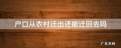 户口从农村迁出还能迁回去吗 户口从农村迁出后还可以迁回吗