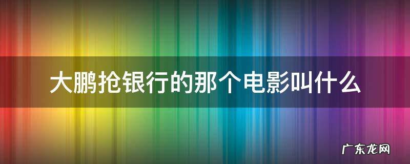 大鹏抢银行的那个电影叫什么 大鹏有个抢银行的电影