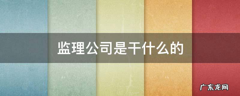 什么叫监理公司 监理公司是干什么的