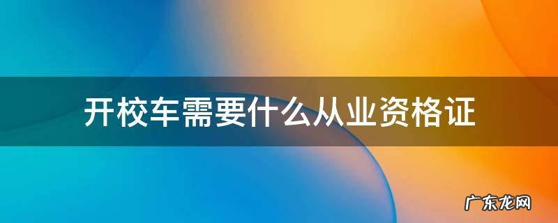 开校车需要什么从业资格证 开校车资格证哪里办