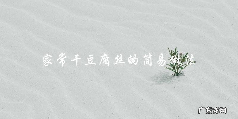 家常干豆腐丝的简易做法