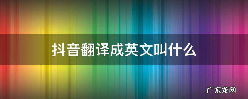 抖音英文意思 抖音翻译成英文叫什么