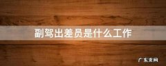 副驾出差员是什么意思 副驾出差员是什么工作