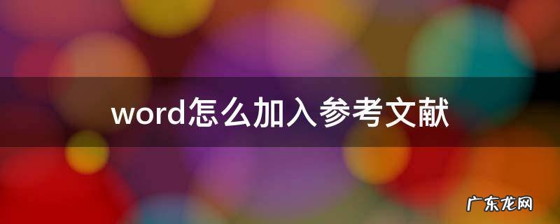 怎样在word中添加参考文献 word怎么加入参考文献