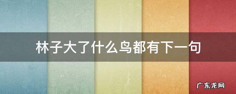 林子大了什么鸟都有下一句怎么接? 林子大了什么鸟都有下一句