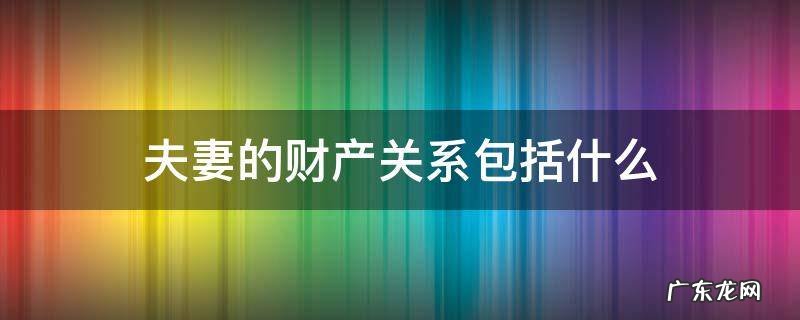 夫妻间的财产关系包括哪些 夫妻的财产关系包括什么
