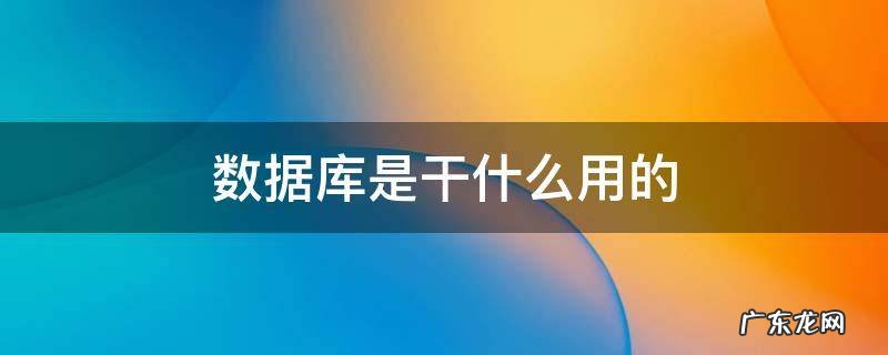 数据库是干什么用的 数据库能干啥