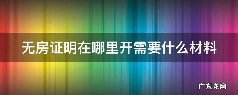 个人无房证明网上打印 无房证明在哪里开需要什么材料