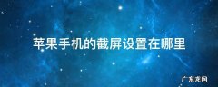苹果手机的截屏设置在哪里设置 苹果手机的截屏设置在哪里