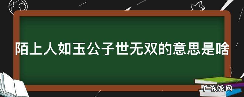 陌上人如玉公子世无双的意思是啥 恰似人间惊鸿客,墨染星辰云水间