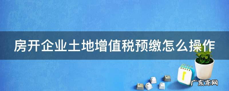 房开企业土地增值税预缴怎么操作