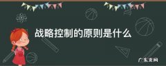 战略控制的原则是什么 战略控制的主要目的是控制
