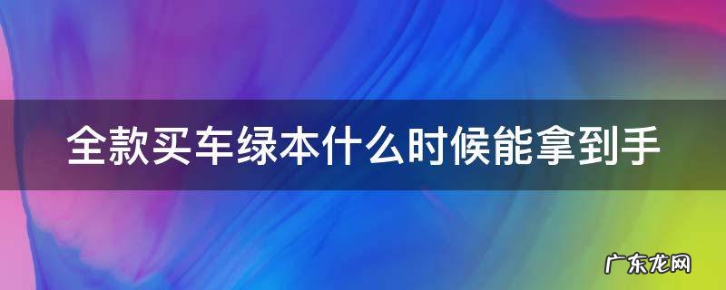 怎么查自己的车绿本在哪抵押 全款买车绿本什么时候能拿到手