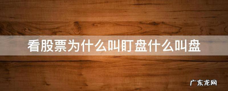 看股票为什么叫盯盘什么叫盘 股票为什么要盯盘