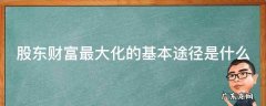 股东财富最大化的基本途径是什么呢 股东财富最大化的基本途径是什么