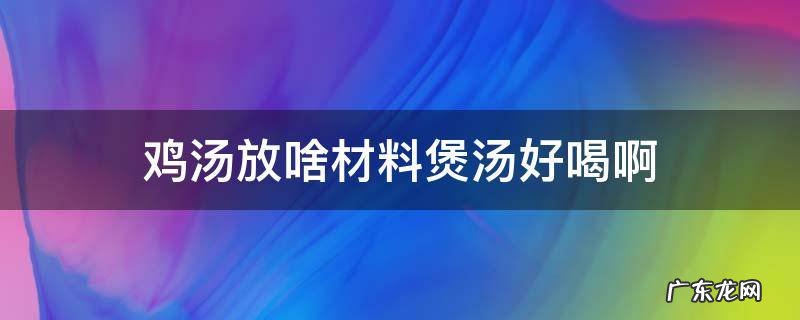 鸡汤放啥材料煲汤好喝啊 炖鸡汤放什么材料好吃