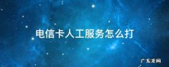 电信卡人工服务怎么打? 电信卡人工服务怎么打