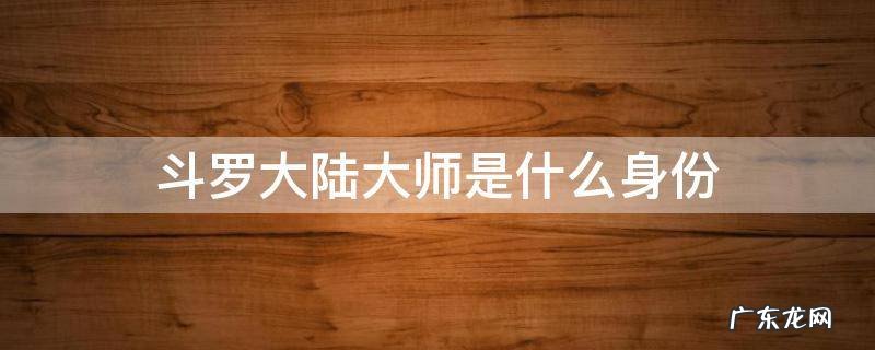 斗罗大陆出身份 斗罗大陆大师是什么身份