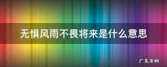 无惧风雨,不畏将来是什么意思 无惧风雨不畏将来是什么意思