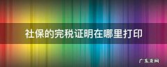 社保的完税证明在哪里打印 社保完税证明在电子税务局哪里打印
