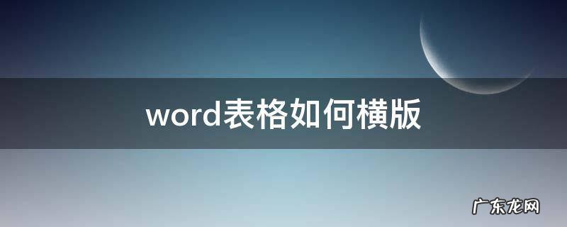 word表格如何横版 word怎么打横版的表格