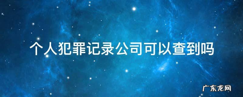 公司可以查询个人的犯罪记录吗 个人犯罪记录公司可以查到吗