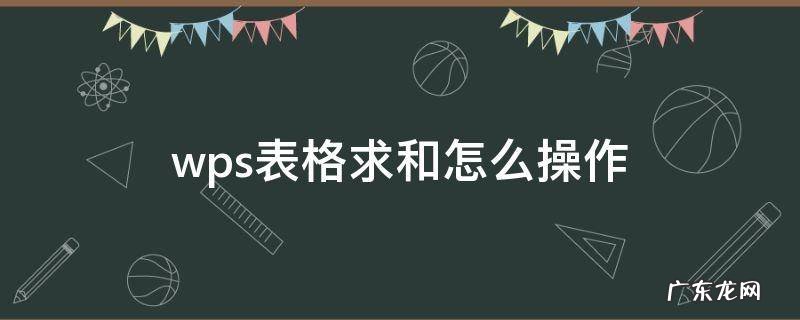wps表格中求和怎么操作 wps表格求和怎么操作
