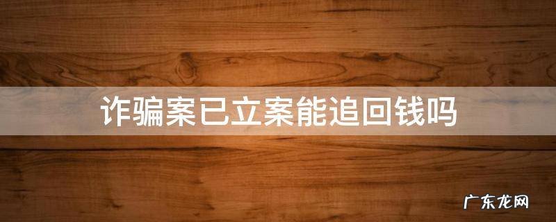 诈骗案已经立案钱能追回来吗 诈骗案已立案能追回钱吗