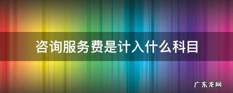 咨询服务费是计入什么科目 咨询费计入哪个科目