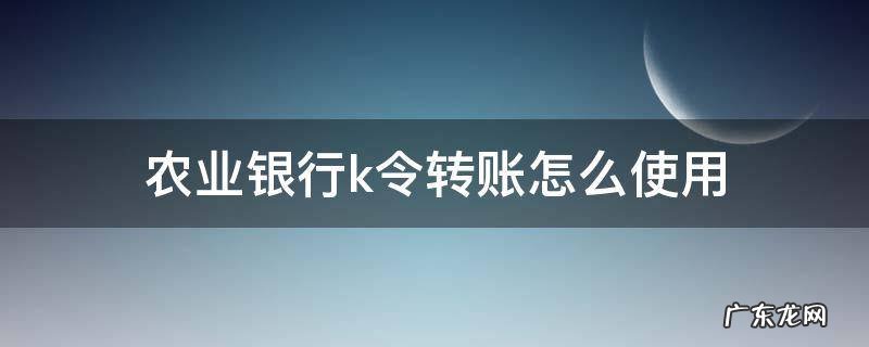 农业银行卡k令怎么转账 农业银行k令转账怎么使用