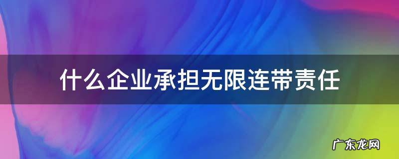 什么企业承担无限连带责任 承担无限连带责任的企业类型是?