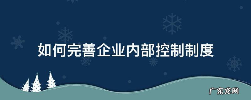 如何完善企业内部控制制度 如何建立健全企业内部控制制度