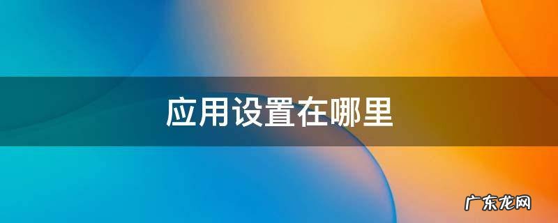 应用设置在哪里打开 应用设置在哪里