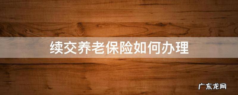 续交养老保险如何办理 养老续交怎么办理