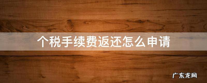 个税手续费返还怎么申请 个税手续费返还申请流程
