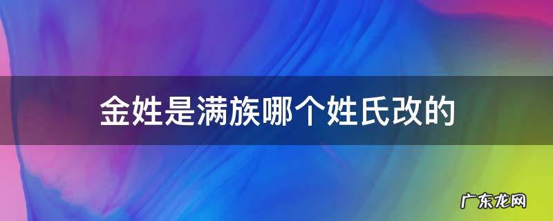 金姓是满族哪个姓氏改的 金姓是满族吗
