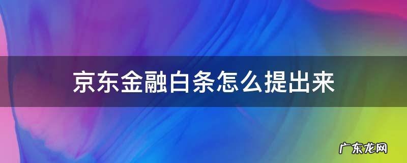 京东金融白条怎么提款 京东金融白条怎么提出来