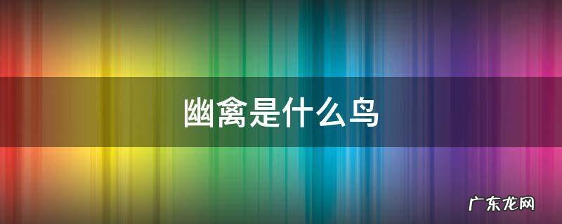 幽禽指的是什么动物什么鸟 幽禽是什么鸟