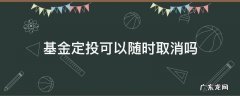 基金定投可以随时取消吗 基金的定投能取消不