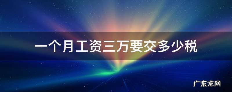 一个月交三万的税那工资是多少 一个月工资三万要交多少税