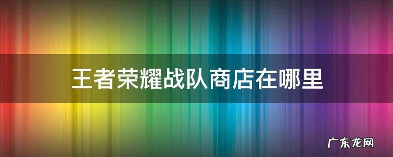 王者荣耀战队商店在哪里 王者荣耀战队商店在哪里找