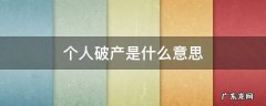 个人破产法什么意思 个人破产是什么意思