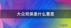 大众双保指的是什么 大众双保是什么意思