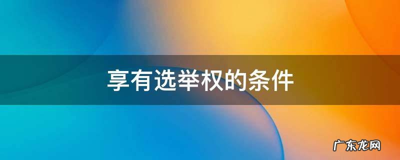 享有选举权的条件 享有选举权的条件是什么