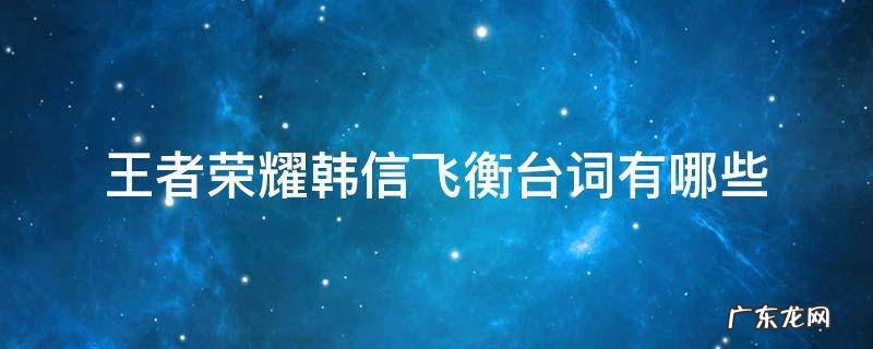 王者荣耀韩信飞衡台词有哪些 王者荣耀韩信飞衡台词有哪些飞衡台词介绍