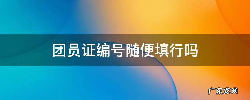 团员证编号可以不填吗 团员证编号随便填行吗