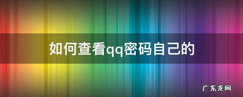 怎样查看qq自己的密码 如何查看qq密码自己的