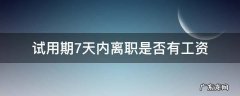 试用期7天内离职是否有工资 七天试用期主动离职有工资吗