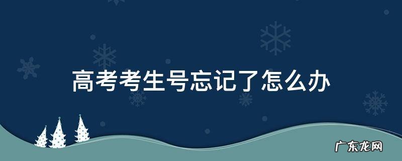 高考考生号忘记了怎么办 高考考生号忘了咋办
